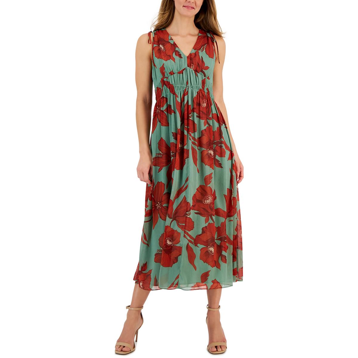 Anne Klein Womens Floral Midi Dress